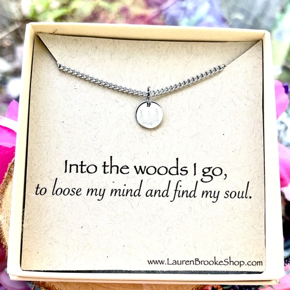 Card/Disc Necklace Box - Hand Stamped Necklace - Hand Stamped Jewelry - Camping - Picture 1 of 4